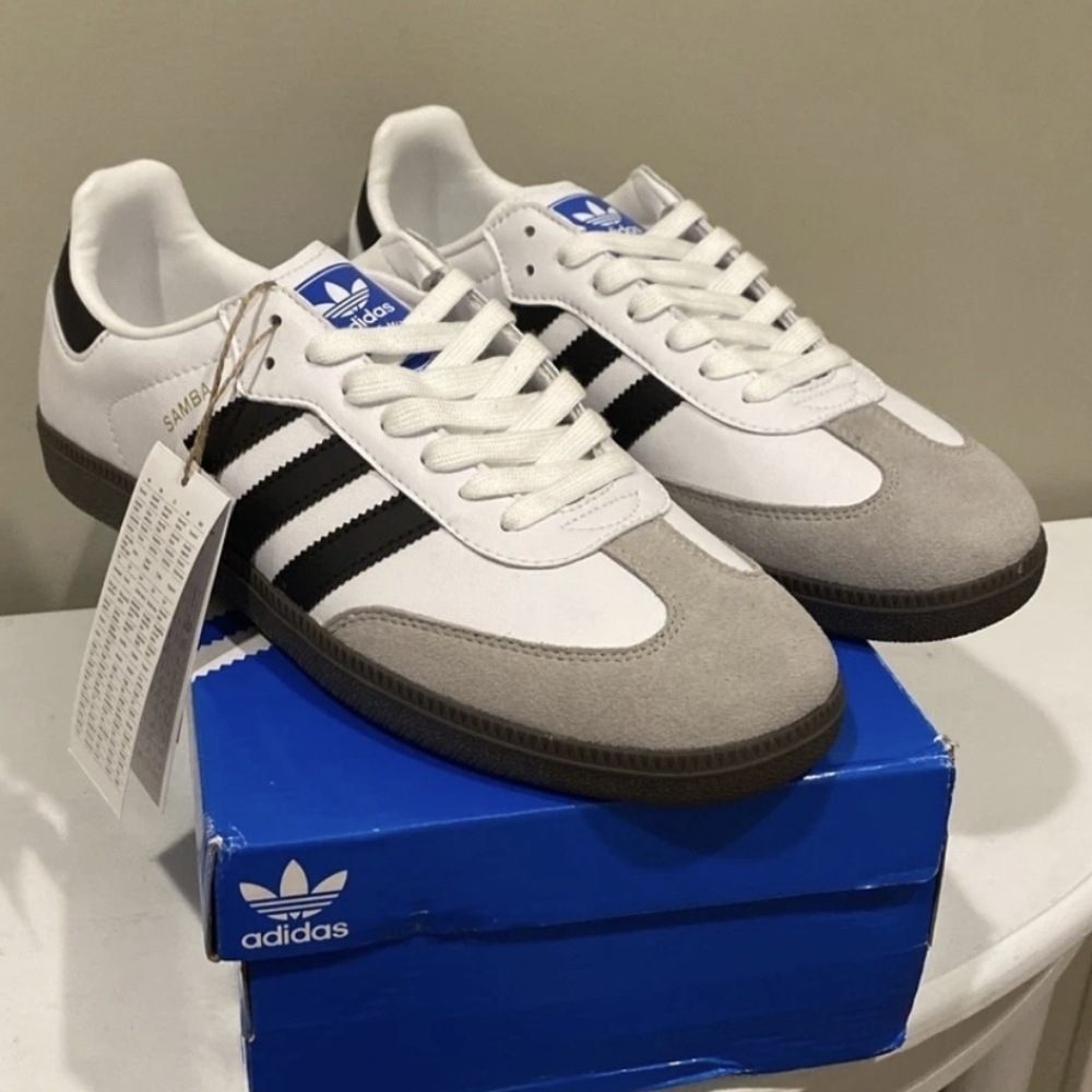 New Men's Adidas Samba OG White Black Gum